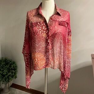 BISOU BISOU women’s ‘butterfly sleeve’ crop top. Button down. SIZE Small